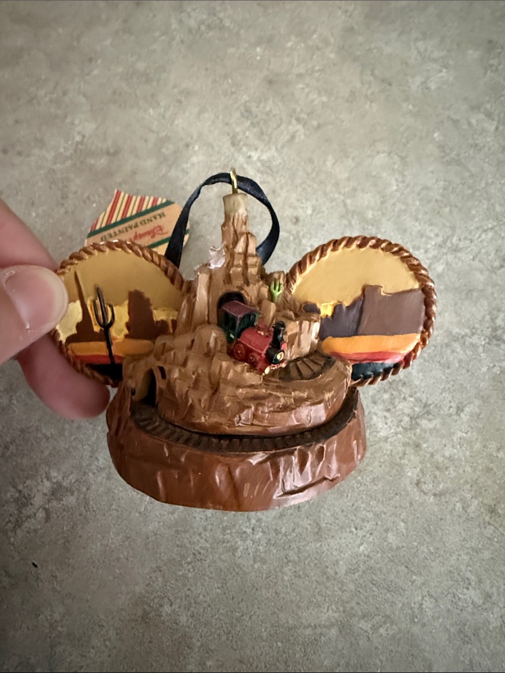 Disney Big Thunder Run Train Mickey Ears Ornament in Brown and Yellow
